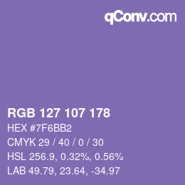 颜色代码: RGB 127 107 178 | qconv.com