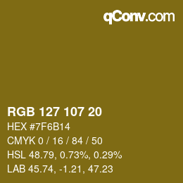 カラーコード: RGB 127 107 20 | qconv.com