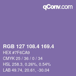 カラーコード: RGB 127 108.4 169.4 | qconv.com