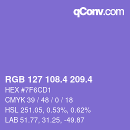 カラーコード: RGB 127 108.4 209.4 | qconv.com