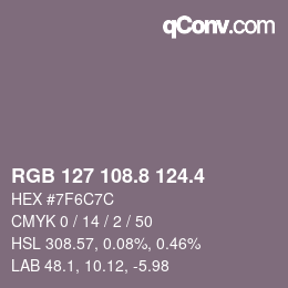 カラーコード: RGB 127 108.8 124.4 | qconv.com