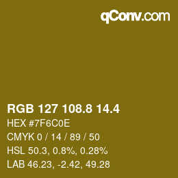 カラーコード: RGB 127 108.8 14.4 | qconv.com