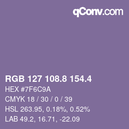 カラーコード: RGB 127 108.8 154.4 | qconv.com