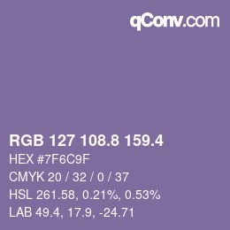 カラーコード: RGB 127 108.8 159.4 | qconv.com