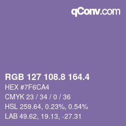 カラーコード: RGB 127 108.8 164.4 | qconv.com