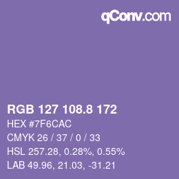カラーコード: RGB 127 108.8 172 | qconv.com