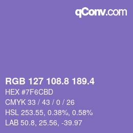 カラーコード: RGB 127 108.8 189.4 | qconv.com