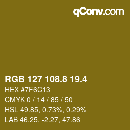 カラーコード: RGB 127 108.8 19.4 | qconv.com