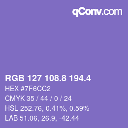 カラーコード: RGB 127 108.8 194.4 | qconv.com