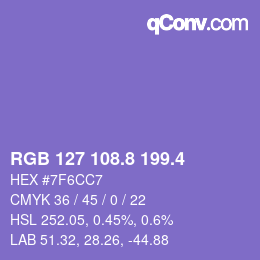 カラーコード: RGB 127 108.8 199.4 | qconv.com
