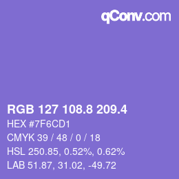 カラーコード: RGB 127 108.8 209.4 | qconv.com