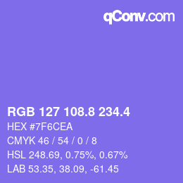 カラーコード: RGB 127 108.8 234.4 | qconv.com
