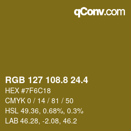 カラーコード: RGB 127 108.8 24.4 | qconv.com