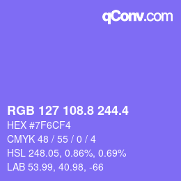 カラーコード: RGB 127 108.8 244.4 | qconv.com