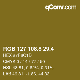 カラーコード: RGB 127 108.8 29.4 | qconv.com