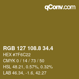 カラーコード: RGB 127 108.8 34.4 | qconv.com