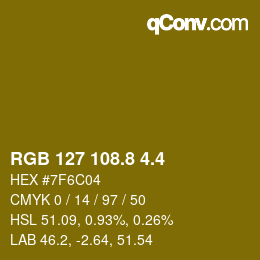 カラーコード: RGB 127 108.8 4.4 | qconv.com