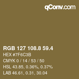 カラーコード: RGB 127 108.8 59.4 | qconv.com