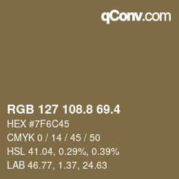 カラーコード: RGB 127 108.8 69.4 | qconv.com