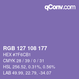 カラーコード: RGB 127 108 177 | qconv.com