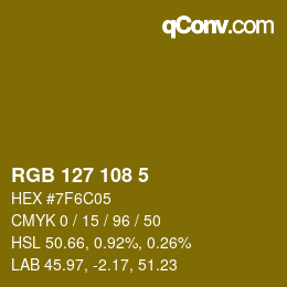 カラーコード: RGB 127 108 5 | qconv.com
