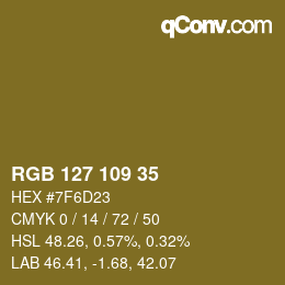 カラーコード: RGB 127 109 35 | qconv.com