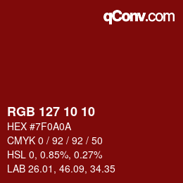 カラーコード: RGB 127 10 10 | qconv.com