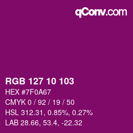 Color code: RGB 127 10 103 | qconv.com
