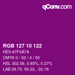 Color code: RGB 127 10 122 | qconv.com
