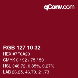 カラーコード: RGB 127 10 32 | qconv.com