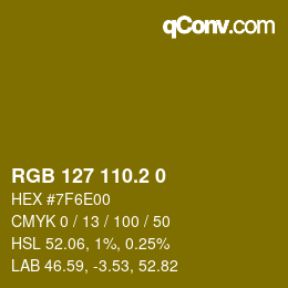 カラーコード: RGB 127 110.2 0 | qconv.com