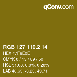 カラーコード: RGB 127 110.2 14 | qconv.com