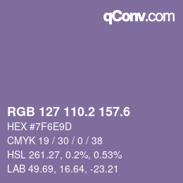 カラーコード: RGB 127 110.2 157.6 | qconv.com