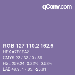 カラーコード: RGB 127 110.2 162.6 | qconv.com