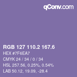 カラーコード: RGB 127 110.2 167.6 | qconv.com