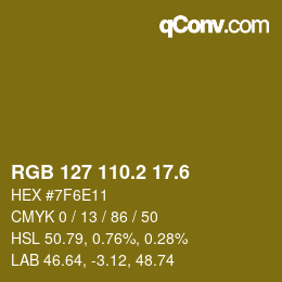 カラーコード: RGB 127 110.2 17.6 | qconv.com