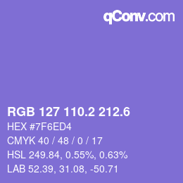 カラーコード: RGB 127 110.2 212.6 | qconv.com