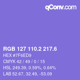 カラーコード: RGB 127 110.2 217.6 | qconv.com