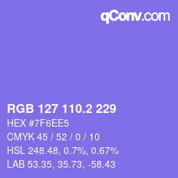 カラーコード: RGB 127 110.2 229 | qconv.com