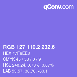 カラーコード: RGB 127 110.2 232.6 | qconv.com
