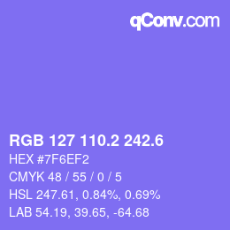 カラーコード: RGB 127 110.2 242.6 | qconv.com