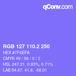 カラーコード: RGB 127 110.2 250 | qconv.com