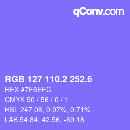 カラーコード: RGB 127 110.2 252.6 | qconv.com