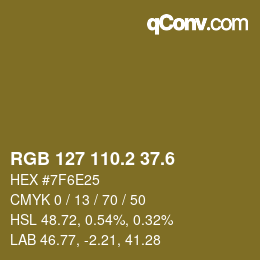 カラーコード: RGB 127 110.2 37.6 | qconv.com