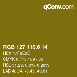 カラーコード: RGB 127 110.6 14 | qconv.com