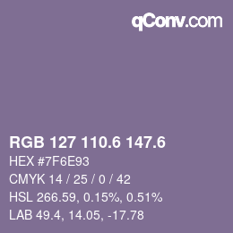 カラーコード: RGB 127 110.6 147.6 | qconv.com
