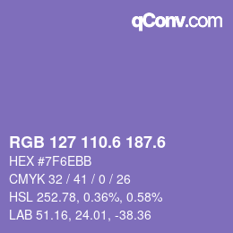 カラーコード: RGB 127 110.6 187.6 | qconv.com