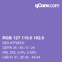 カラーコード: RGB 127 110.6 192.6 | qconv.com