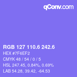 カラーコード: RGB 127 110.6 242.6 | qconv.com