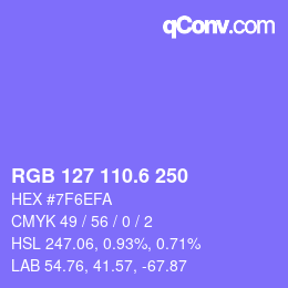 カラーコード: RGB 127 110.6 250 | qconv.com